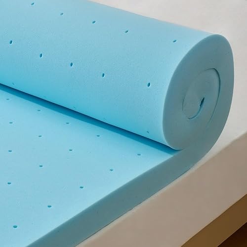 1.5 Inch Twin XL Cooling Gel Memory Foam Mattress Topper, Soft Mattress Pad, Bed