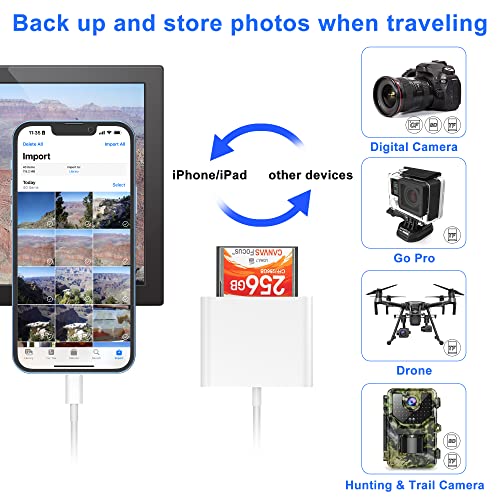 Cf Sd Card Reader For Iphone Ipad, 3 In 1 Compact Flash Memory Card Reader Adapter, 3-Slot Microsd Cf Sd Trail Game Digital Camera Viewer For Iphone 13/13 Pro/12/12 Pro No App Required Szhaiyijin #TOP3
