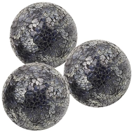 Quancru 3 Pezzi 8.5cm Palle Decorative Mosaico di Vetro Palla Sfera di Cracking fai da te Vasi Matrimonio Tavolo Centrotavola Orbi Fotografia