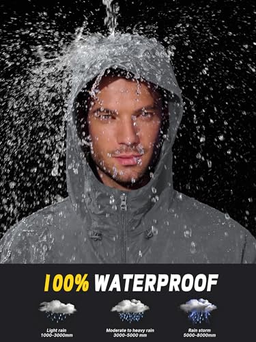 Image of UIQUR Mens Raincoat Waterproof Rain Jacket