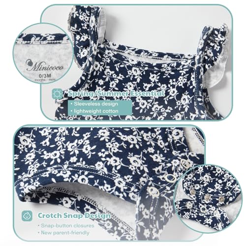 Baby Girls Multi-Pack Sleeveless Bodysuit-100% Cotton Ultra-Soft Breathable for 0-12 Months, Summer/Spring Outfits3