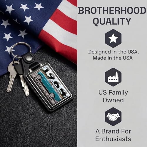 Image of Brotherhood 1964 Compatible with Chevelle 300 Design Key Chain Key Holder Key Ring For Men Heavy Duty Car Key Ring For Men and Women