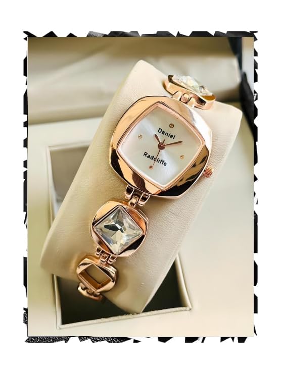 NIJAMRUTNew Fancy Solid Dial Attractive Metal Chain Attractive Bracelet Analog Watch for Women (Rose White) (B0D66WLQMT) Amazon Price History, Amazon Price Tracker