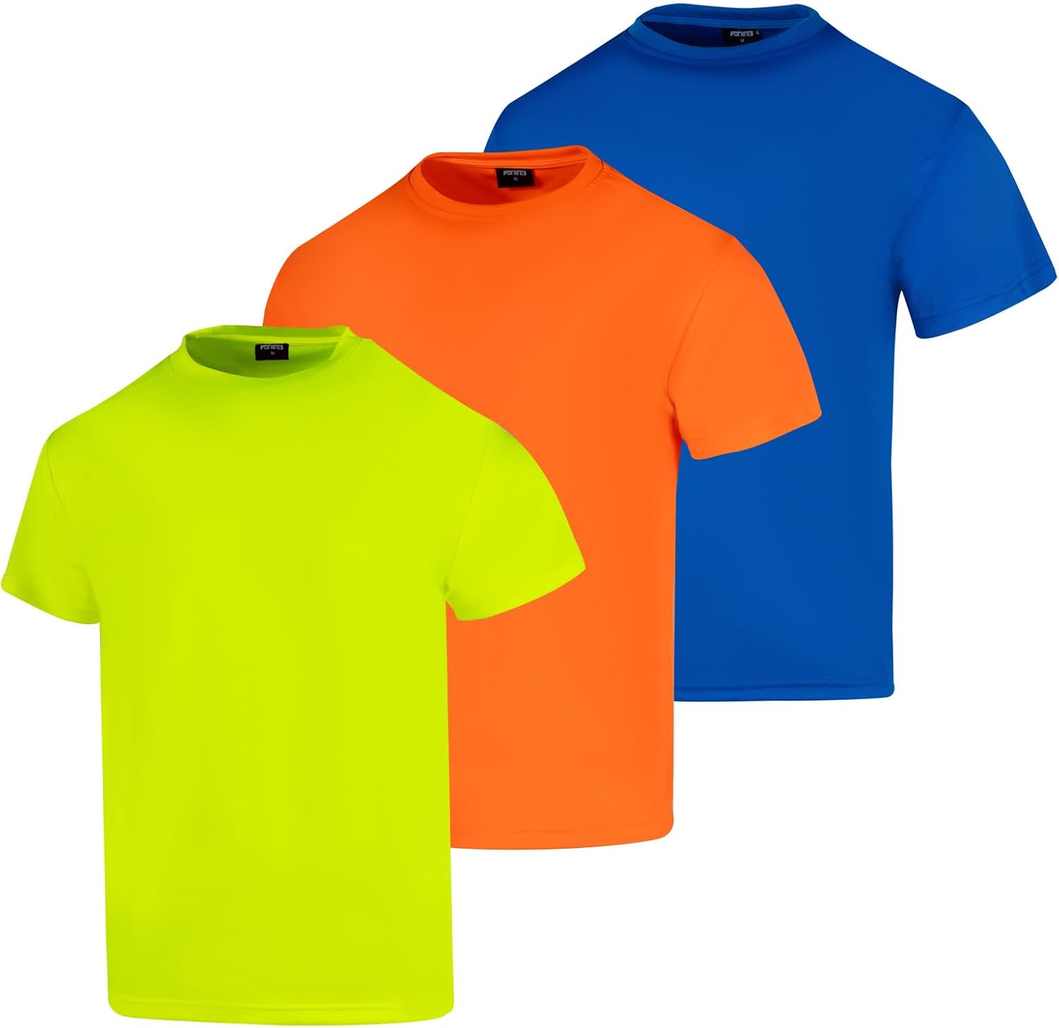 FONIRRA 3 Pack UPF 50+ Safety Shirts for Men Recycled Polyester High Visibility Short Sleeve Construction Work Hi Vis T Shirt