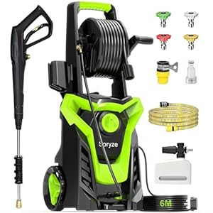 Pressure Washers, 2000W 160Bar 540L/H Jet Washers Pressure Washers with Foam Cannon, 4 Nozzles, 8M High-Pressure Hose, 6M Power Cord, Power Washer for Cars, Fences, Patios, Decks, Patios and Driveway