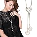 Sither Heart Necklace for Women Long Crystal Necklace Sweater Chain Tassel Necklace for Wedding Jewelry for Dressy Winter Evening Party (gold)