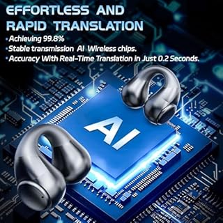 AI Language Translation Earbuds Real Time， for 144 Languages & 98 Accents, 4 - in - 1 Translation Earbuds with Charging Case for Travel and Business,Conferences Black