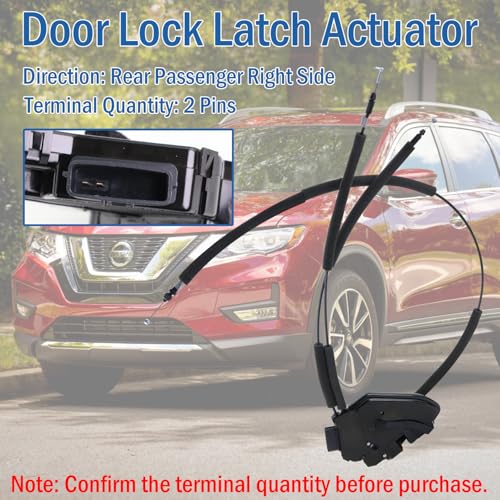 Image of Rear Passenger Right Side Door Lock Actuator 82500-4BA0A Compatible with Nissan Rogue Sport Utility 2014 2015 2016 2017 2018 2019, Door Latch Replaces 82500-4BA0B