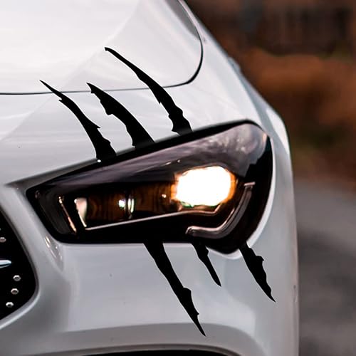 4 hojas de calcomanías reflectantes para faros delanteros con marcas de garra, calcomanías de automóvil para mujeres y hombres, impermeables y