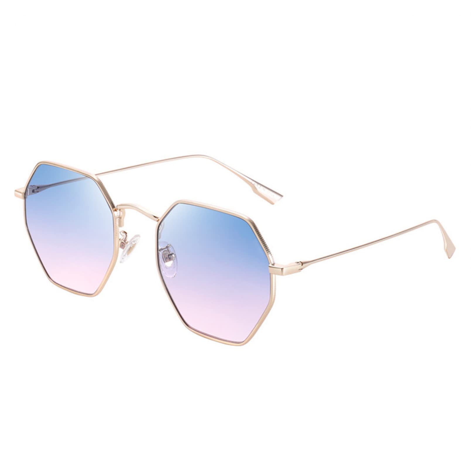 Occhiali da Sole da Donna Classici poligonali Occhiali da Sole Uomo e Donna in Metallo specchiato Colore Trasparente Occhiali UV400