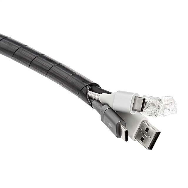 AmazonCommercial Cable Tidy Spiral Wrap, 2.5 m - Black