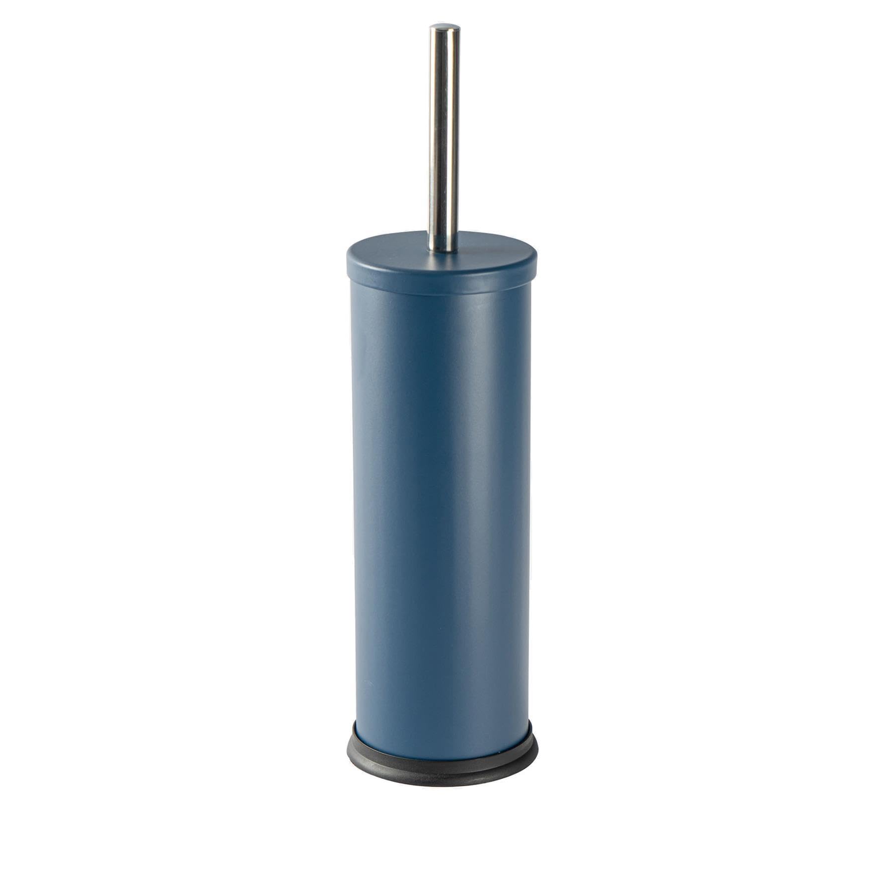 Harbour Housewares Matte Blue Toilet Brush and Holder – Stainless Bathroom Accessory with Non Slip Base – Rust Resistant Toilet Cleaning Brush Set for Compact, Modern and Hygienic Home Spaces