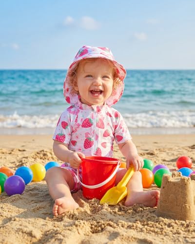 WYTbaby Badeanzug Baby Uv Kleidung Einteiler Kurzärmel Uv Schutzkleidung für Baby Junge Mit Sonnenhut,3-6 Monate