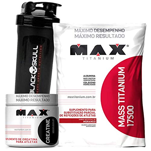 Kit Suplementos Hipercalorico Mass 17500 + Creatina + Coqueteleira