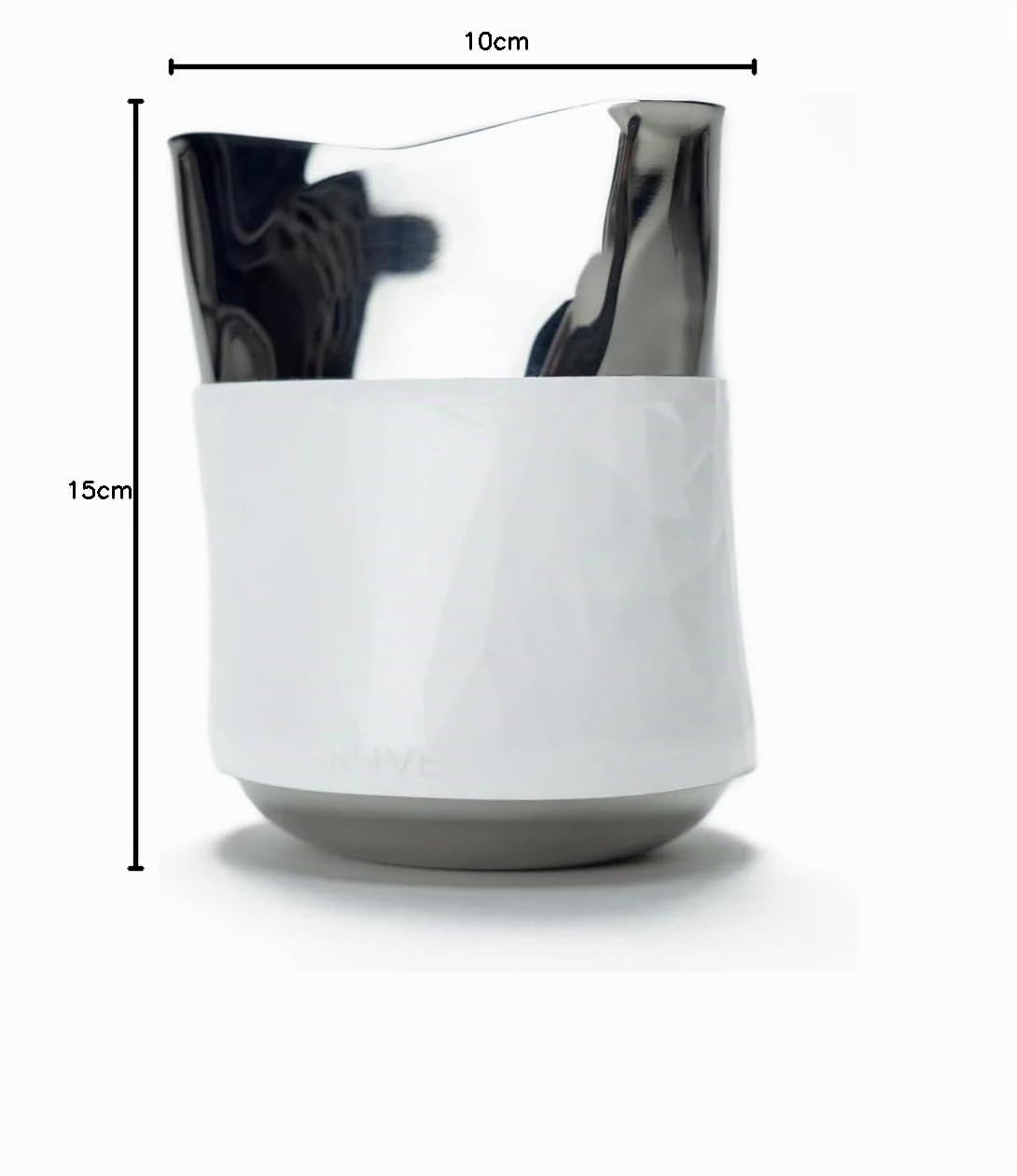 KRUVE Create Latte-Art-Krug mit drei Ausgießern, 440ml/15oz, Edelstahl, griffloses Design, drei einzigartige Ausgießprofile (Silber)