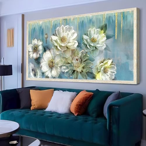 Ardemy Teal Magnolia Canvas Wall Art – 58x29