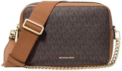 Michael Kors Bryant Bolsa transversal média com zíper duplo para câmera, Marrom/Acorn, One Size