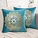 Funda Cojin 45 x 45 Terciopelo Funda de Almohada del Sofá Throw Cojín Decoración Almohada Caso, Juego de 2 Teal Estampado de Flores Mandala para Cama Hogar Coche Interior Exterior