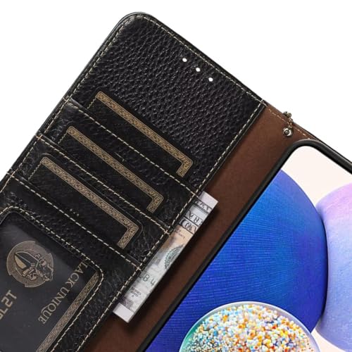 Coque Xiaomi Redmi 12 4G en cuir véritable grain de litchi élégant