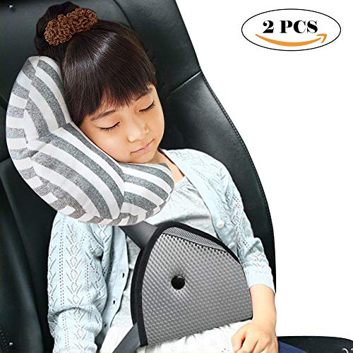 Dodymps Car Seat Travel Pillow Neck Support Cushion Pad And Seatbelt Adjuster For Kids, Safety Belt Sleeping Pillow And Adjuster For Cars, Safety Strap Covers (2 Pcs) #TOP1