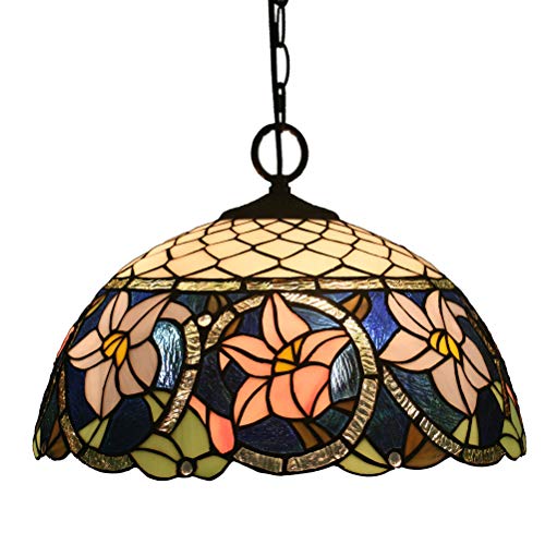Odziezet Tiffany Colgante de Luz Vendimia Diseño Sala Comedor Veranda Mediterráneo Corredor Balcón Archivos Adjuntos Lámpara Colgante Redondo Pastoral Rústico Vitral Decoración Iluminación de Techo