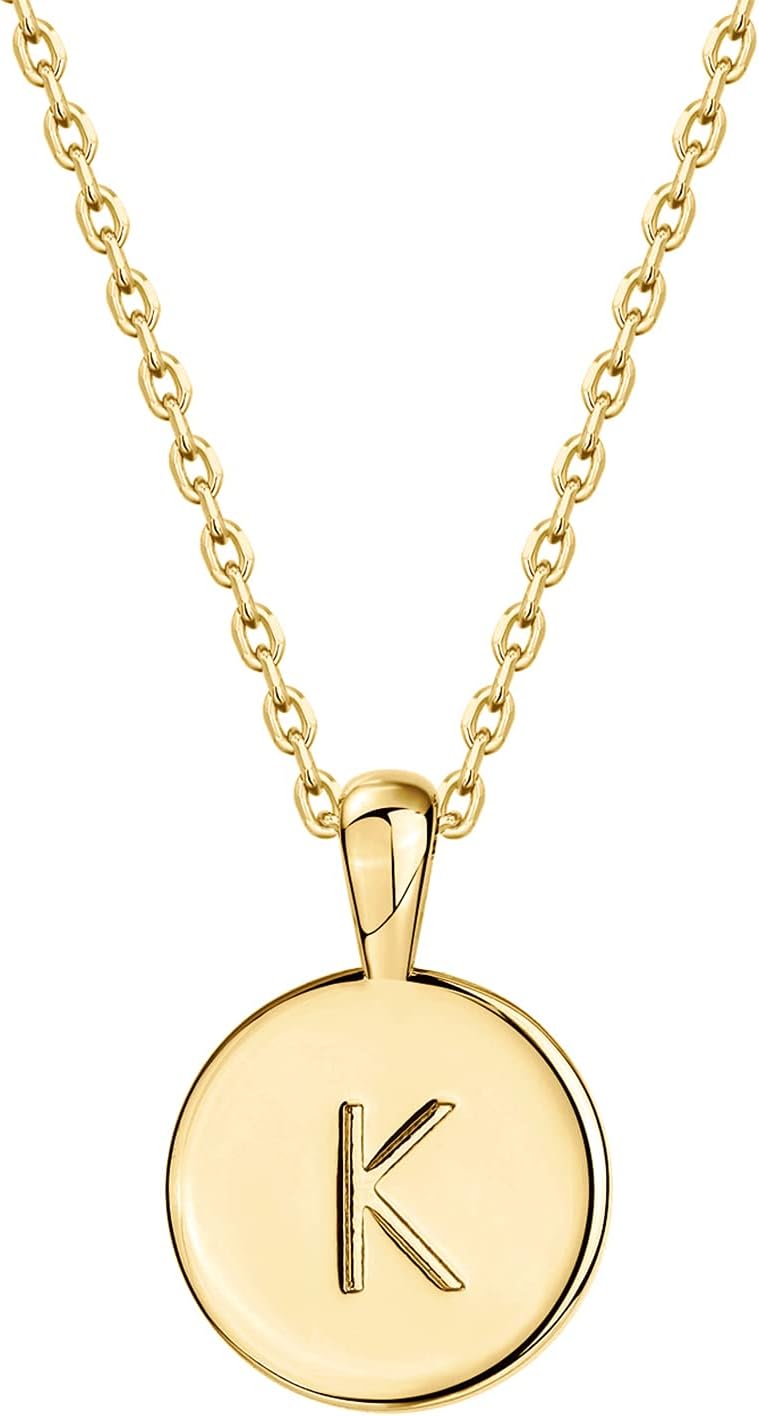 14K Gold Plated Initial Letter Pendant Necklace for Women | Gold Alphabetical Initial Necklace