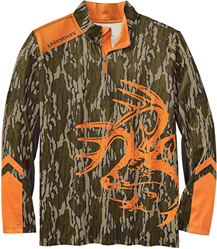 Legendary Whitetails Men's Standard Shoal Performance 1/4 Zip Shirt, Mossy Oak Bottomland, Large #TOP8
