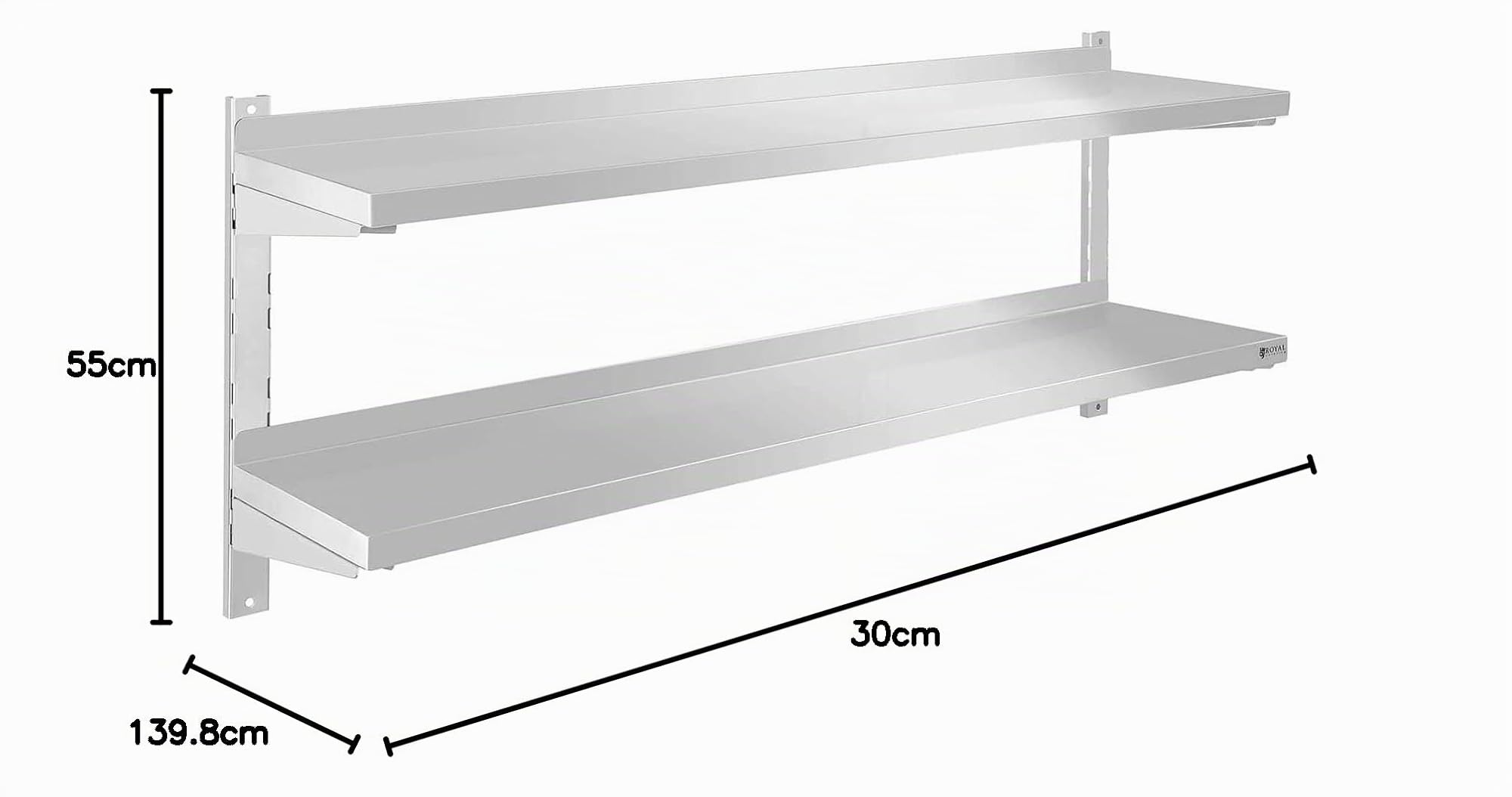 Royal Catering - RCWR-140.2 - Estante metálico para Cocina - 2 baldas - 140 cm