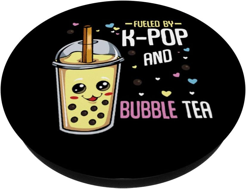 K-Pop and Bubble Tea Hallyu Funny Korean Fashion Music Lover PopSockets PopGrip: Swappable Grip for Phones & Tablets image 2