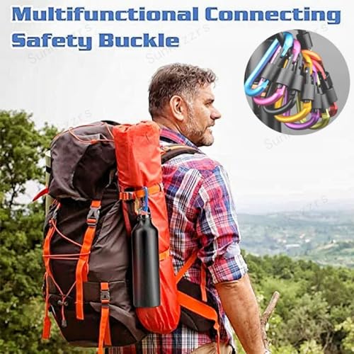 Image of Sunkizzrs Aluminium Carabiner (Pack of 5) Snap Hook Ring Clip - Hooks Keychain - Hook Keyring - Key Hooks for Keychain with Screw Locking (Multi-Colour)