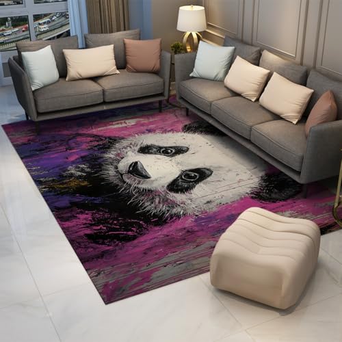 Tapis Panda Lavable et Antidérapant Violet pour Cuisine et Salon