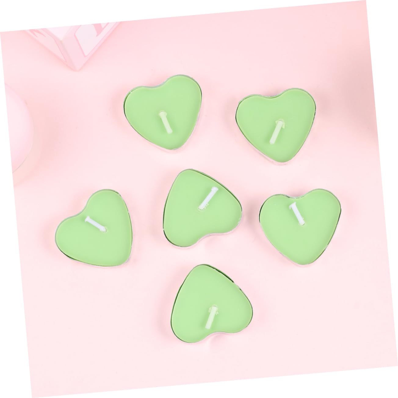 100 Pezzi Candele a Forma di Cuore Verdi senza Fumo senza Odore in Paraffina per Decorazione Romantica Matrimonio e Festa