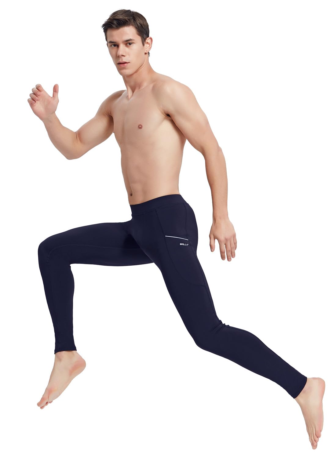 Willit Legging de yoga actif pour homme avec poches, séchage rapide