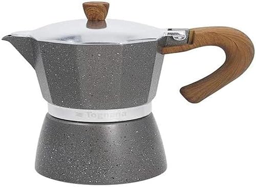 Tognana Cafetera/cafetera espresso Moka Pot, piedra y madera, 6 tazas, gris, (V443006MGRW)