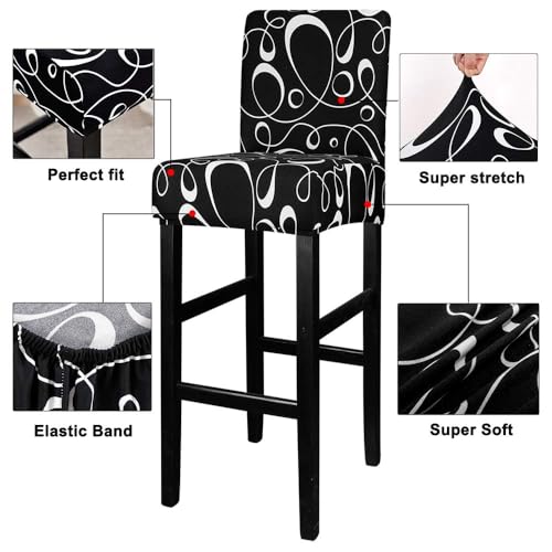 Image of Lellen Bar Stool Chair Covers Set of 2,Jacquard Bar Stool Cover Barstool Covers Slipcovers Stretch Bar Stool Covers with Backs Bar Stool Protector Covers for Kitchen Dining Room Counter Island