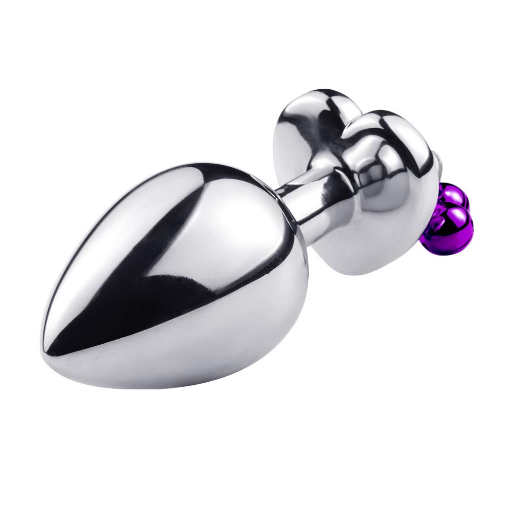3 Pcs Metal Anal Butt Plug Toys Heart Shaped Bell Anal Trainer Jewelry Design Fetish Butt Plug Kit SM Adult Gay Anal Plugs Woman Men Sex Gifts Things for Beginners Couples (): Purple