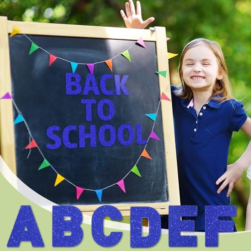 Image of Harloon 232 Pcs Large Glitter Letter Stickers 24 Sheets Classroom Bulletin Boards Decorations Big Font Alphabet Letter Self Adhesive Letters Stickers Back to School Decor DIY Craft(Blue,4 Inch)
