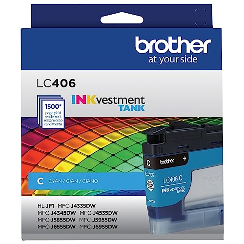 Image of Brother Genuine LC406C Standard Yield Cyan INKvestment Tank Ink Cartridge