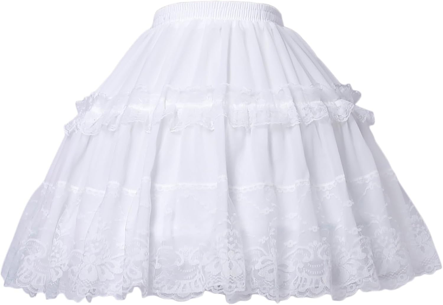Women Girls Crinoline Petticoat 2 Hoops Skirt Chiffon Ball Gown Short Half Slip Underskirt for Lolita Cosplay