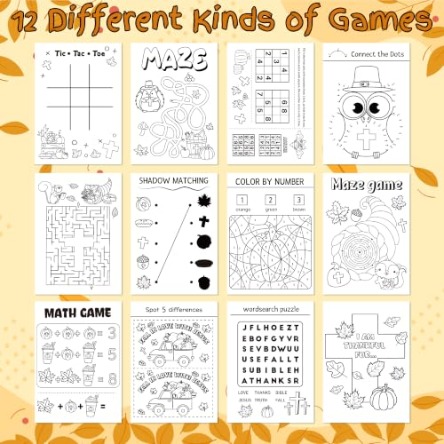 Bulk Fall Activity Books, 24Pcs Autumn Mini Games Coloring Booklet for Kids - image 4
