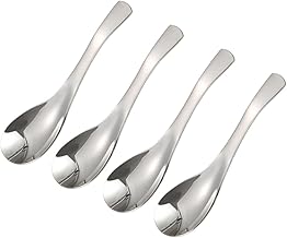 GRIRIW 4 Peças Colheres De Talheres Infantis Terno Mini Colheres De Servir De Metal Colheres De Aço Inoxidável Colher De Aço Inoxidável Terno De Prata Colheres De Sopa Colheres De Sopa 2