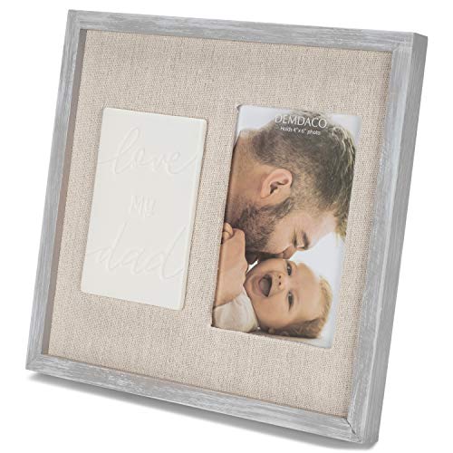 Demdaco Love My Dad Classic White 10 X 9.5 Pine Wood And Ceramic Tabletop Photo Frame #TOP4