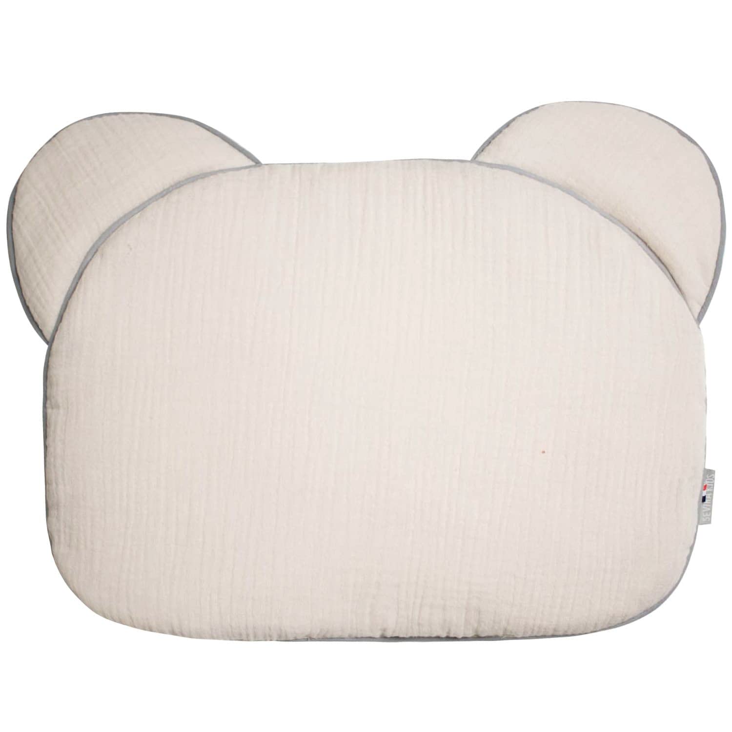 Sevira Kids - Oreiller bébé Plat Ourson en Gaze de Coton, Jeanne - 27 x 35 cm Made in France
