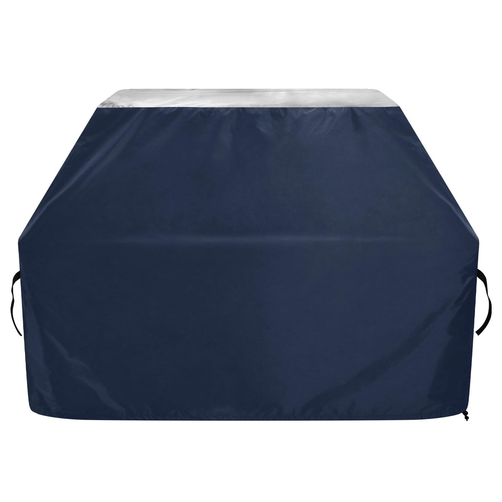 Cubierta impermeable para parrilla de barbacoa, a prueba de polvo, revestimiento plateado anti-UV, protección de parrilla de gas resistente, accesorios de barbacoa al aire libre azul marino