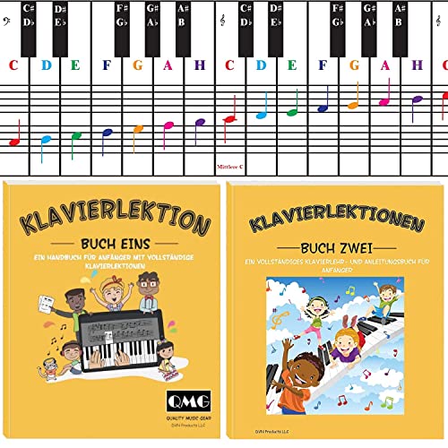 Tabla de notas de piano y teclado, lecciones completas de música de piano con notas de color, manual 1 y manual 2 para niños y principiantes