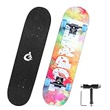🐱‍🏍【Einfach zu Kontrollieren】Das Grsta skateboard verwendet ein konkaves double-kick-deck-design, doppelte laufflächen, ein leichteres bremsen und mehr energie von ferse bis fuß. Das funboard ist mit rutschfestem schmirgelband hoher dichte ausgestattet. Stellen sie sicher, dass ihre füße für stunts und tricks in bestem zustand sind.