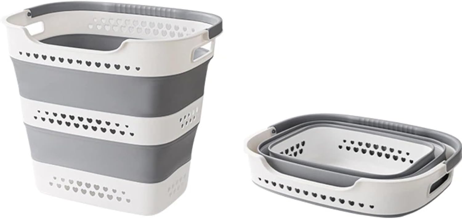 Generic Collapsible Laundry Basket with Handles - Foldable Storage Organizer for Clothes, Toys & More (Grey)