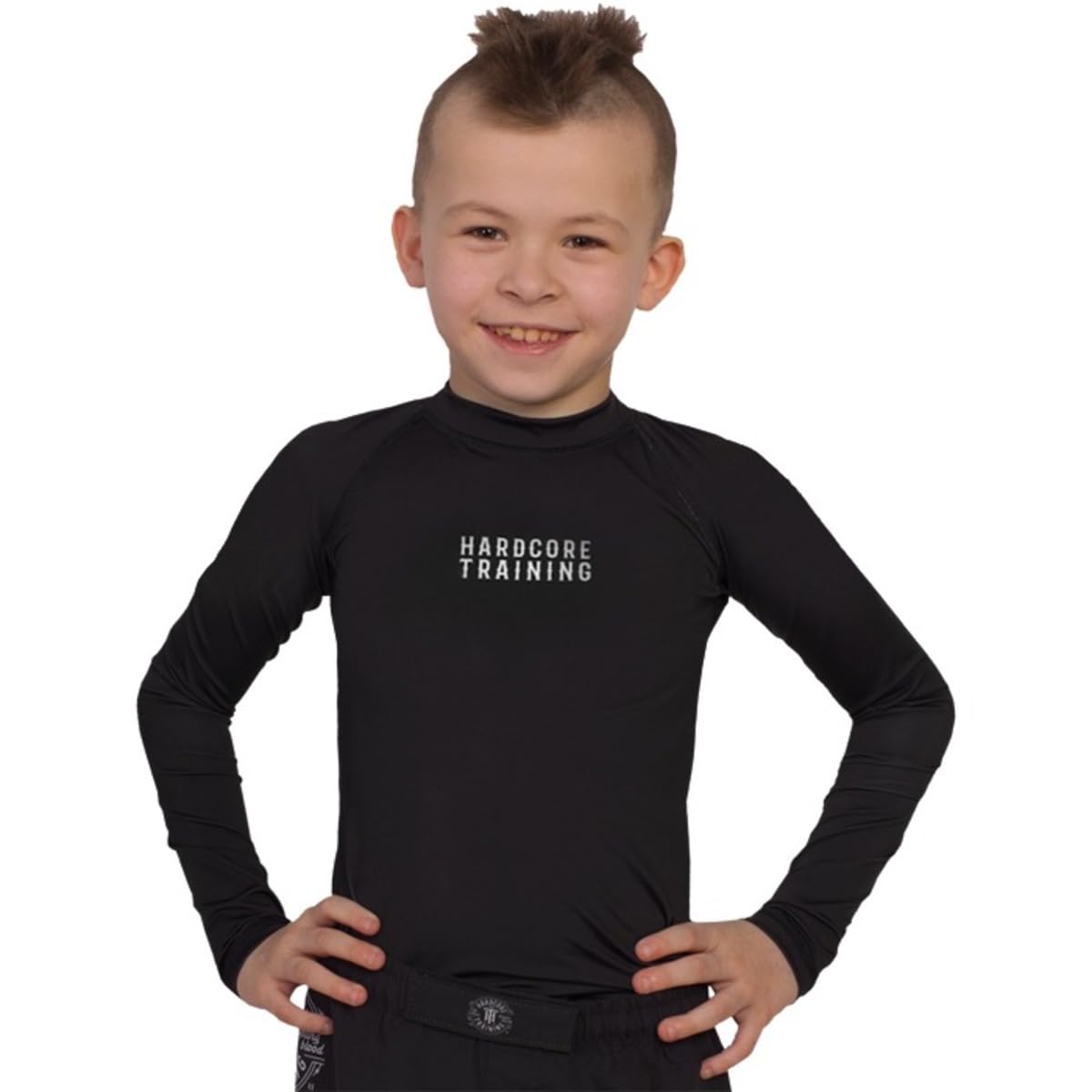 Hardcore Training Kids Rash Guard Camiseta de Compresión para Niños Unisex Manga Larga Artes Marciales BJJ Fitness Boxeo Ropa Deportiva