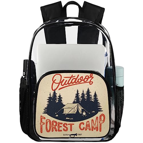 Sac à dos transparent forêt PVC étanche école randonnée voyage 20.5L