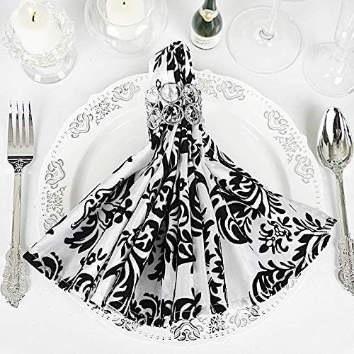 100 pcs 20-Inch Black and White Damask Flocking Taffeta Linen Napkins - Wedding Party Events Restaurant Tableware Home